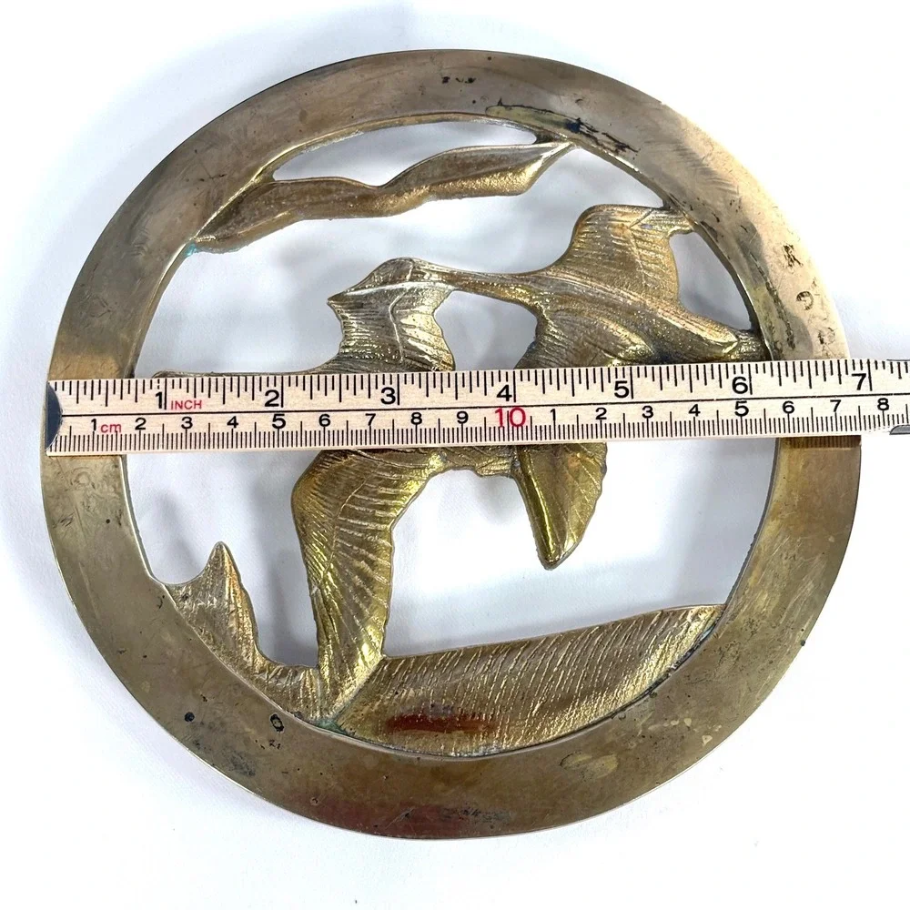Otagiri Trivet Gold Brass Flying Geese Ducks Vintage OMC Japan 6.5 Inch